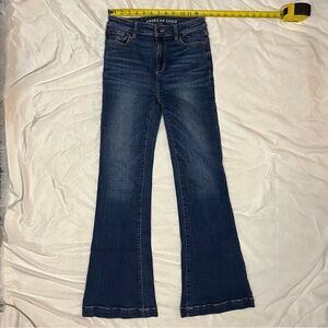 American Eagle Super Hi-Rise Flare Stretch Blue Jeans Sz 0R